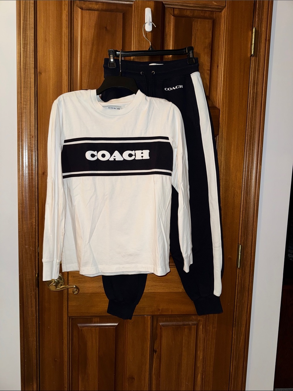 Coach Blue & White Logo Sweatshirt and Jogger Set